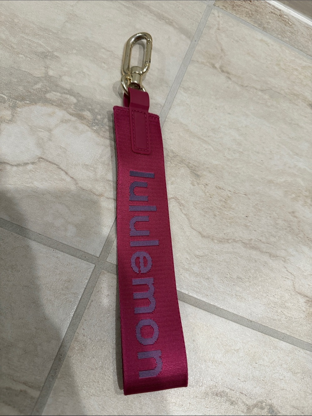 lululemon athletica Pink Strap Keychain with Gold Clip